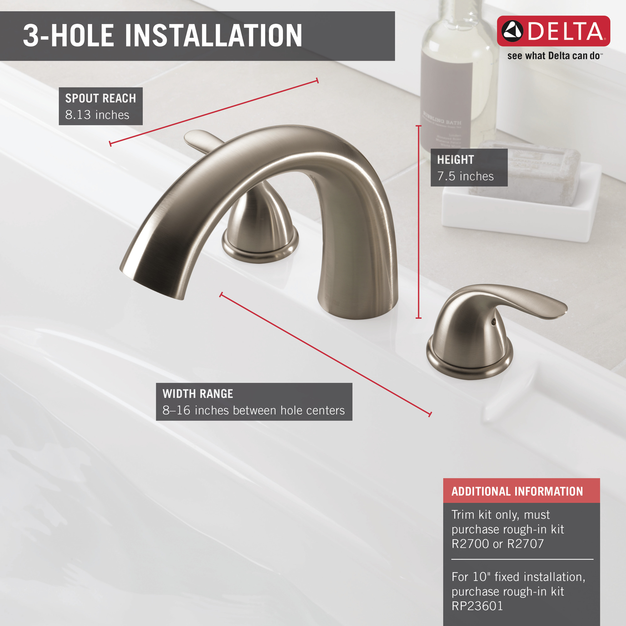 Delta Classic Roman Tub Trim in Stainless T2705-SS – PiKHome