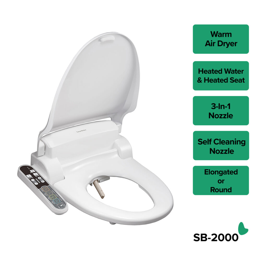 Smartbidet Electric Bidet Seat With Control Panel For Elongated Toilets In White Pikhome 3732