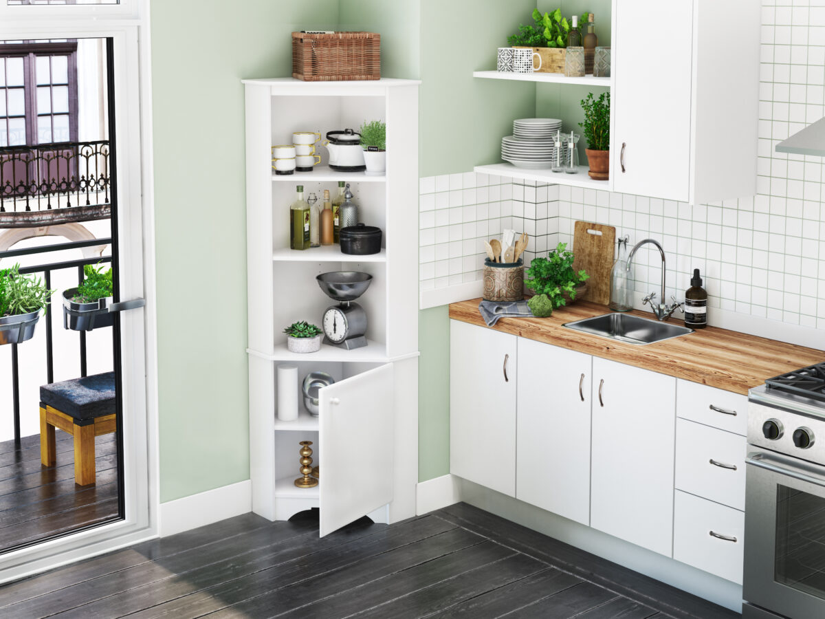 Elite Tall 1Door Corner Storage White PiKHome