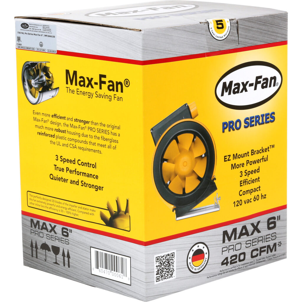 CanFan MaxFan Pro Series Inline Fan, 6 Inches, 420 CFM PiKHome