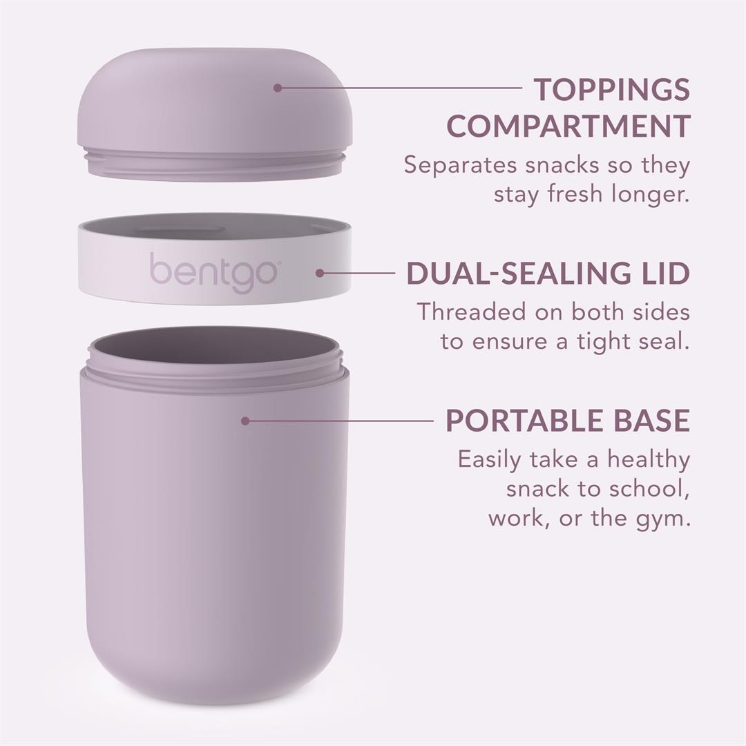 (4 pack) Bentgo Snack Cup - Reusable Snack Container with Leak-Proof Design, Toppings Compartment, and Dual-Sealing Lid, Portable & Lightweight for Work, Travel, Gym - Dishwasher Safe (Orchid) - Image 6