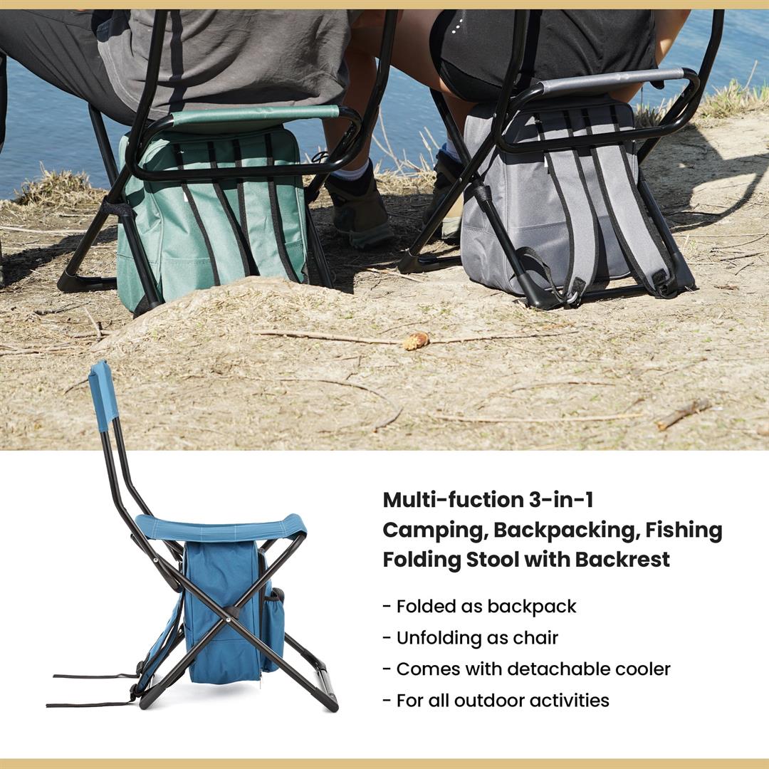 ARROWHEAD OUTDOOR KKS0326U Multi-Function 3-in-1 Compact Fishing Chair: Backpack, Stool & Insulated Cooler, Ocean Blue - Image 4