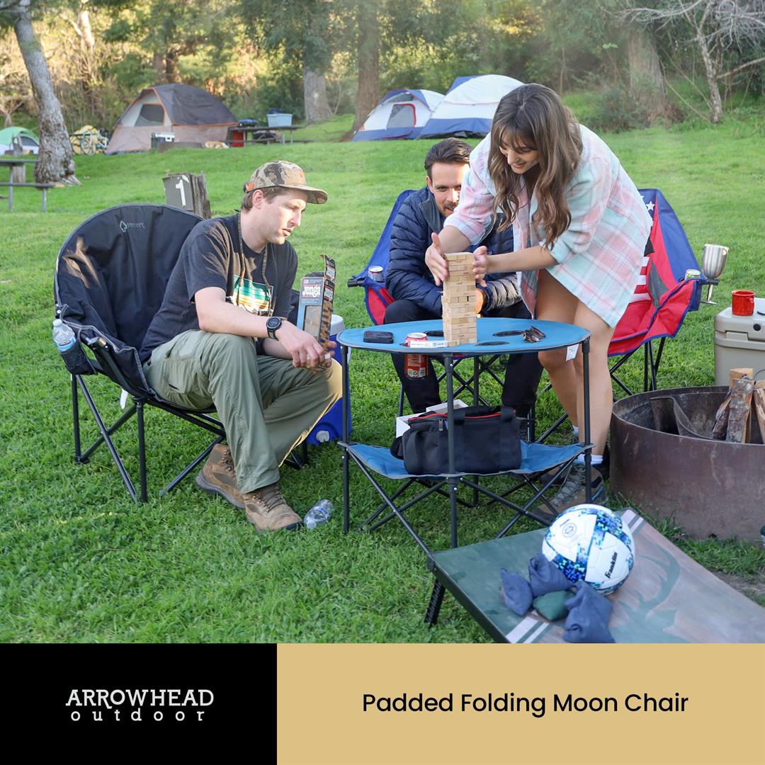 ARROWHEAD OUTDOOR Oversized Heavy-Duty Club Folding Camping Chair w/ External Pocket, Cup Holder, Gray - Image 6