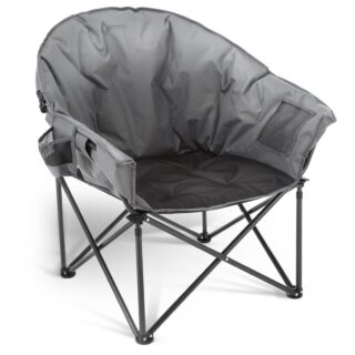 ARROWHEAD OUTDOOR Oversized Heavy-Duty Club Folding Camping Chair w/ External Pocket, Cup Holder, Gray