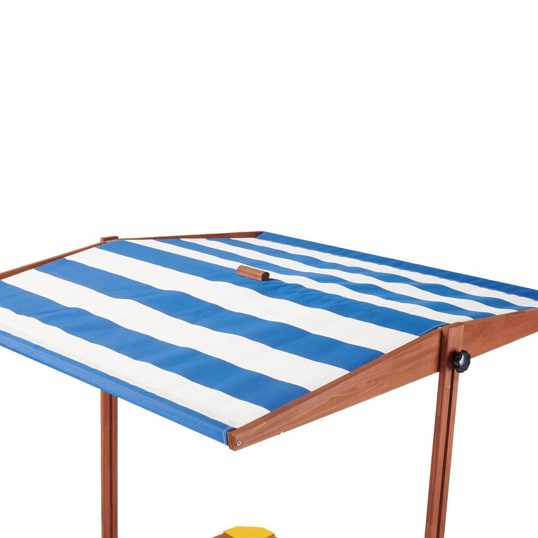 Aukfa Wooden Sandbox w/Adjustable Canopy & Cover for Kids,Brown - Image 3