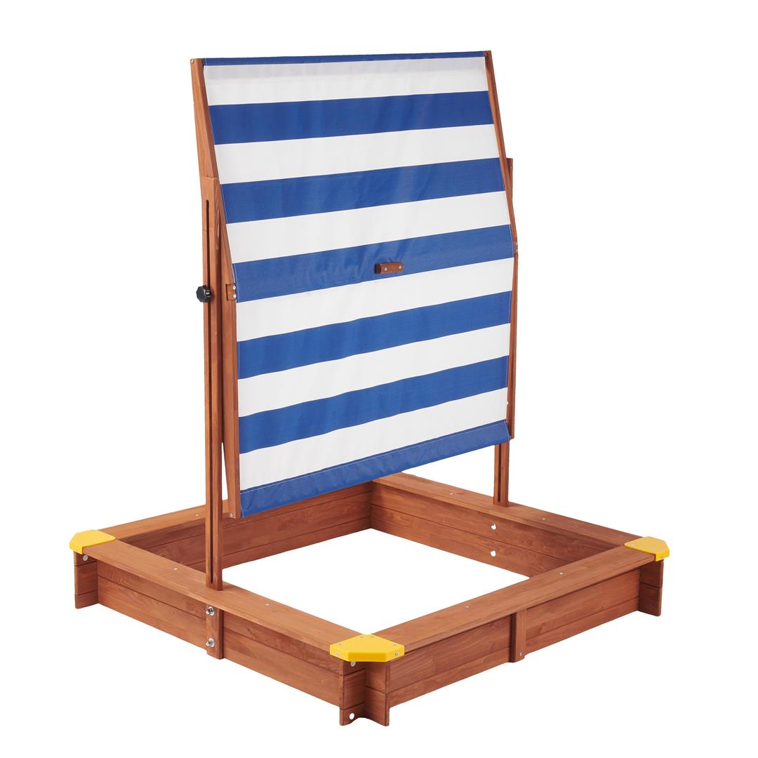 Aukfa Wooden Sandbox w/Adjustable Canopy & Cover for Kids,Brown - Image 5