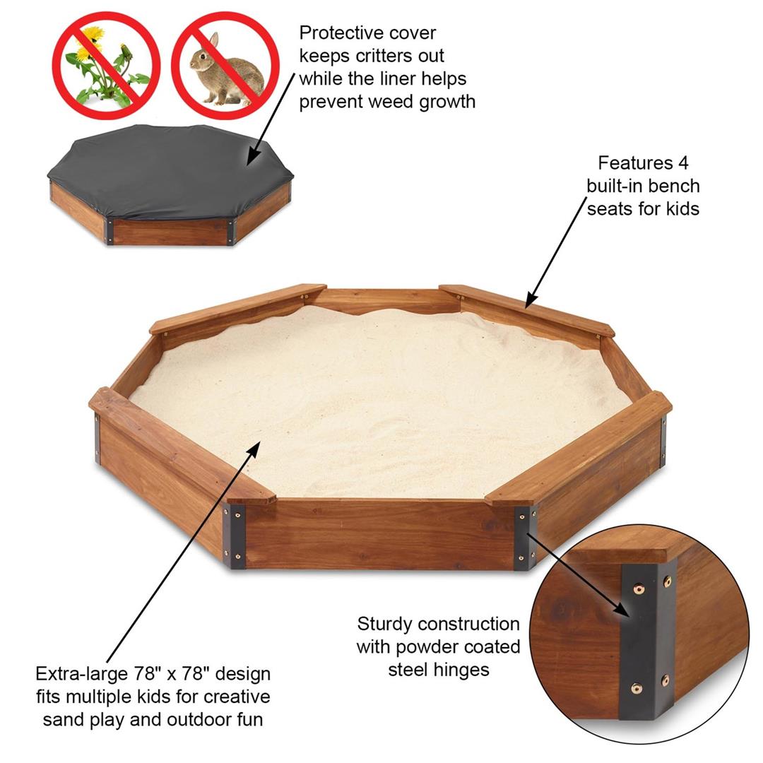 Badger Basket Octagon XL Wooden Sandbox with Liner and Cover - Image 5