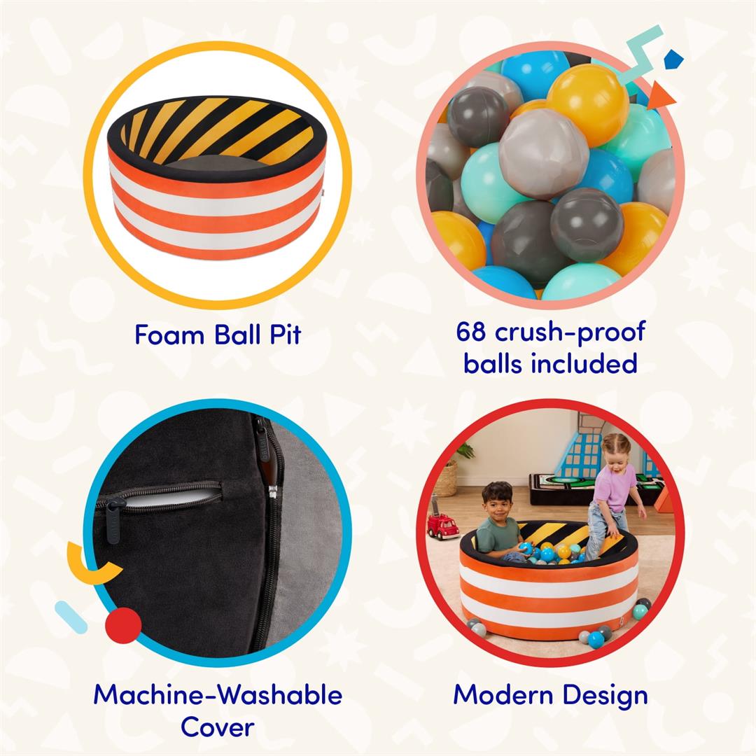 Battat Hop in Ball Pit Build City Foam Ball Pit with 65+ Balls and Washable Cover, Toddler and Indoor Preschool Toys - Image 6