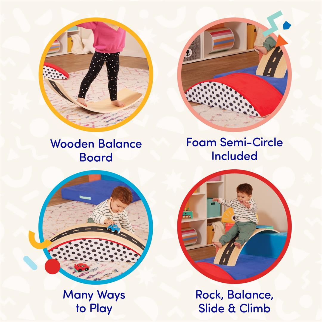 Battat Rock & Balance Wooden Board with Foam Semi-Circle New, Toddler and Preschool Toys - Image 4