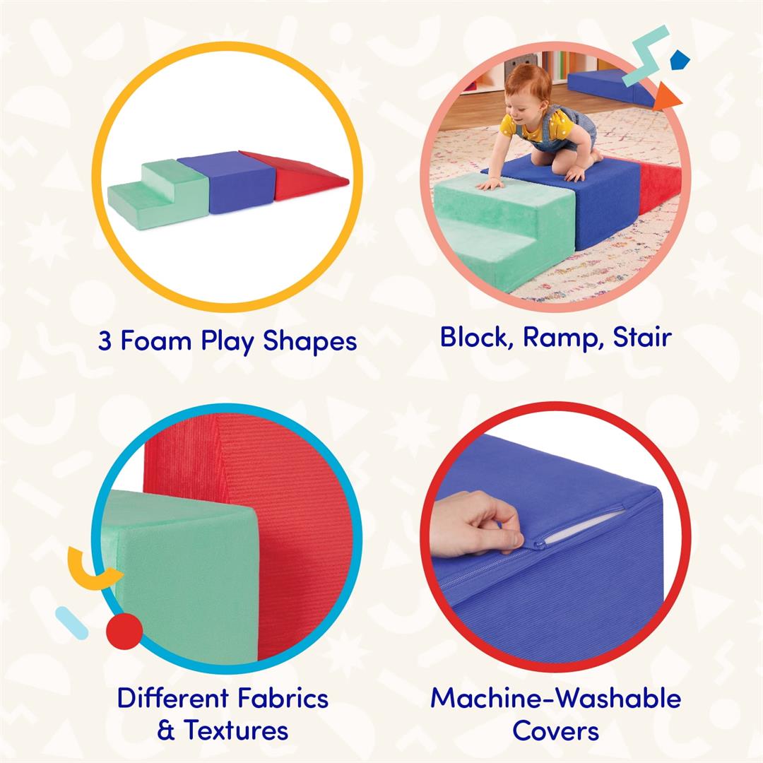 Battat Squishy Stack Climbers 3 Foam Multicolor Play Shapes, Toddler and Preschool Toys - Image 3