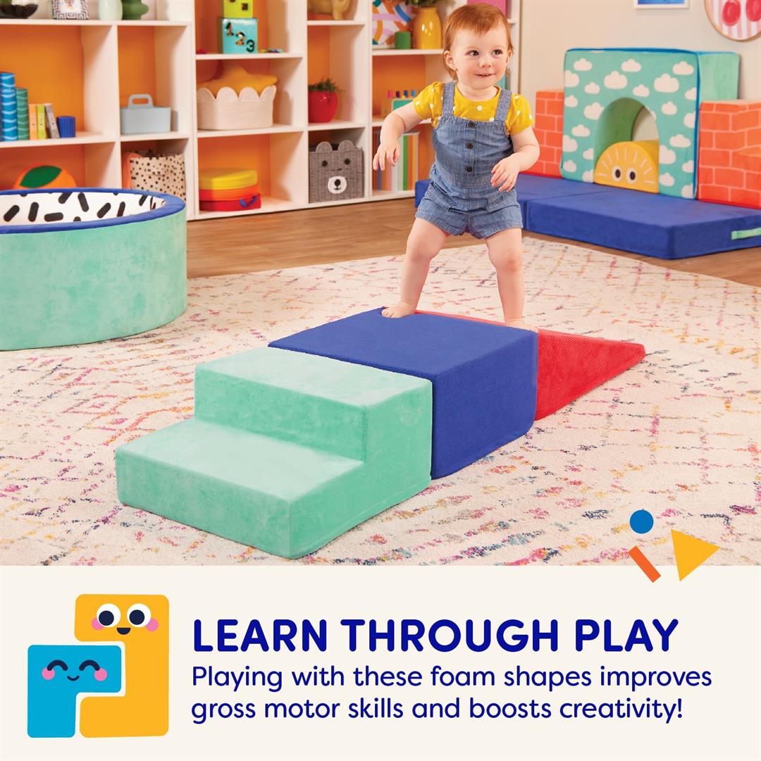 Battat Squishy Stack Climbers 3 Foam Multicolor Play Shapes, Toddler and Preschool Toys - Image 6