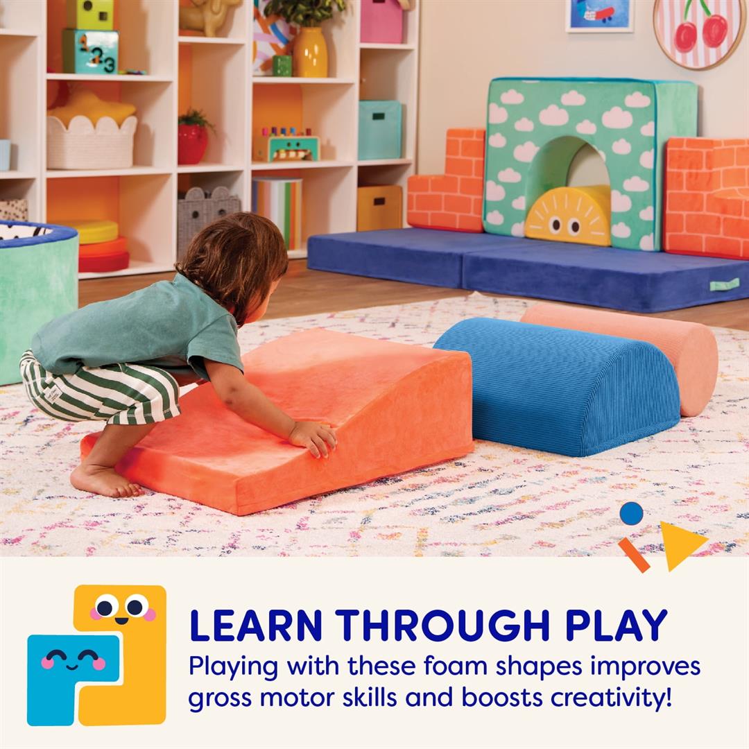 Battat Squishy Stack Rollers 3 Foam Multicolor Indoor Play Shapes, Toddler and Preschool Toys - Image 2