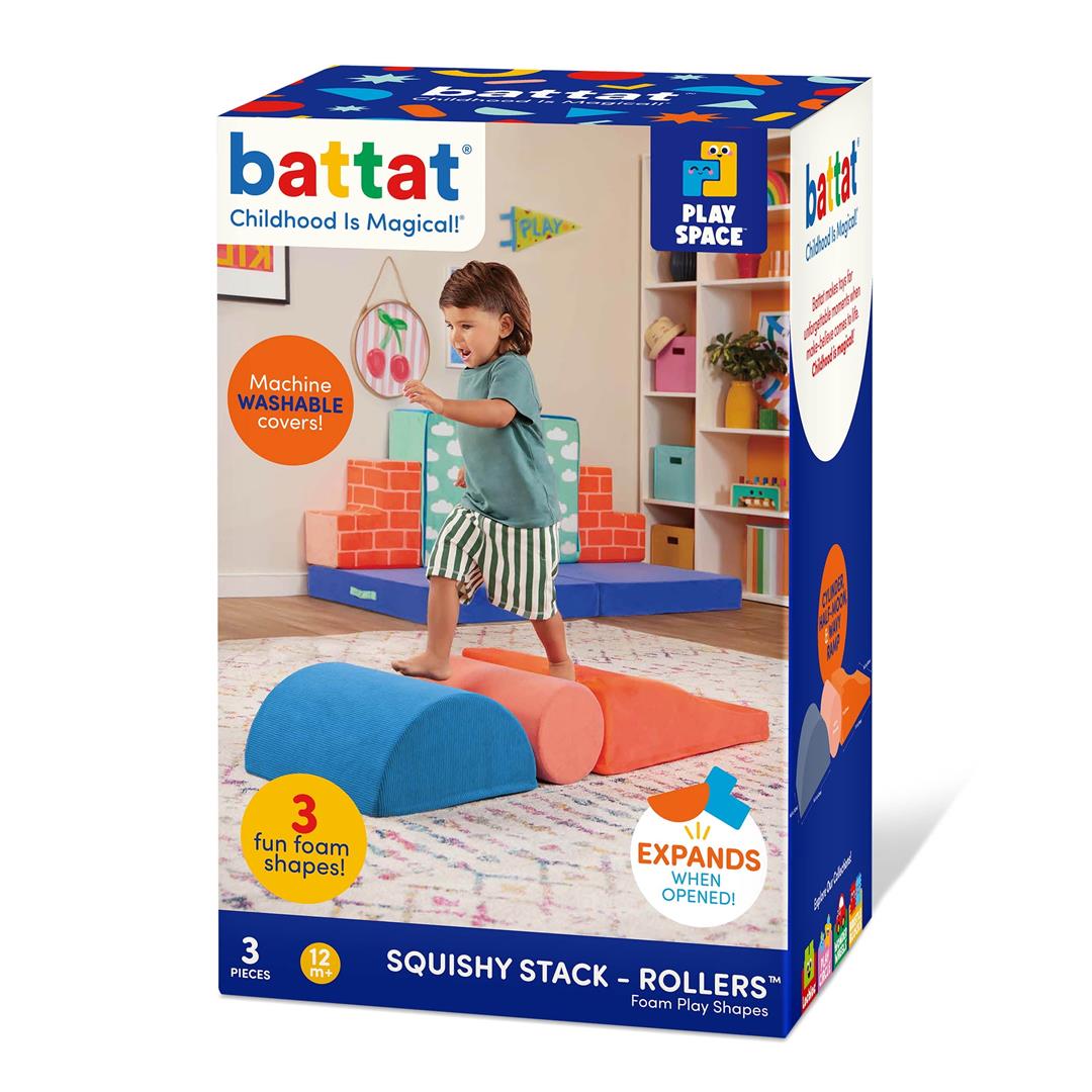 Battat Squishy Stack Rollers 3 Foam Multicolor Indoor Play Shapes, Toddler and Preschool Toys - Image 7