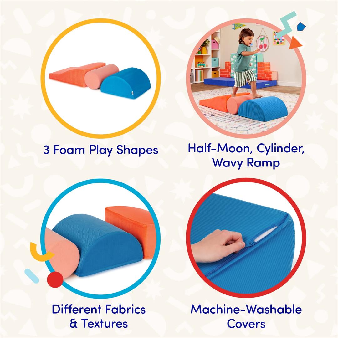 Battat Squishy Stack Rollers 3 Foam Multicolor Indoor Play Shapes, Toddler and Preschool Toys - Image 8