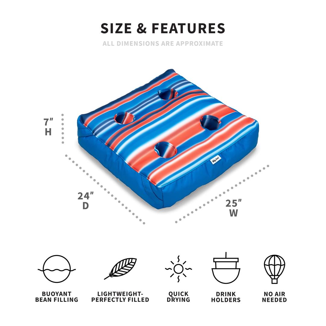 Big Joe Captain's Caddie Drink Holder Pool Float Adult Doubled-Sided Mesh 2 Feet Bean Filled Pool Float Blurred Americana - Image 4
