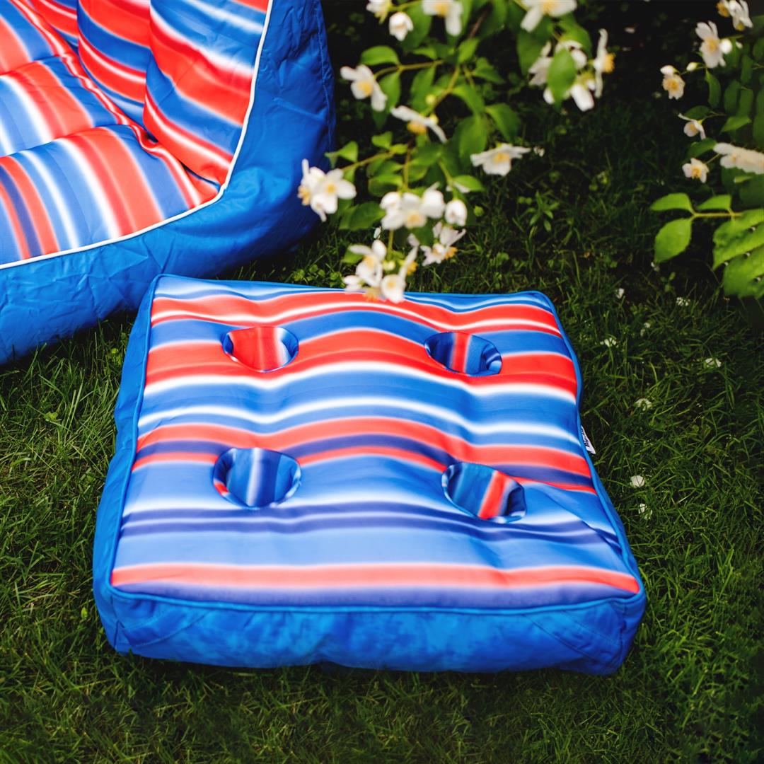 Big Joe Captain's Caddie Drink Holder Pool Float Adult Doubled-Sided Mesh 2 Feet Bean Filled Pool Float Blurred Americana - Image 5