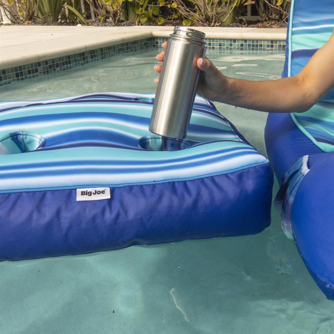 Big Joe Captain's Caddie No Inflation Needed Pool Float Drink Holder, Blurred Blue Double Sided Mesh, Quick Draining Fabric, 2 feet - Image 5