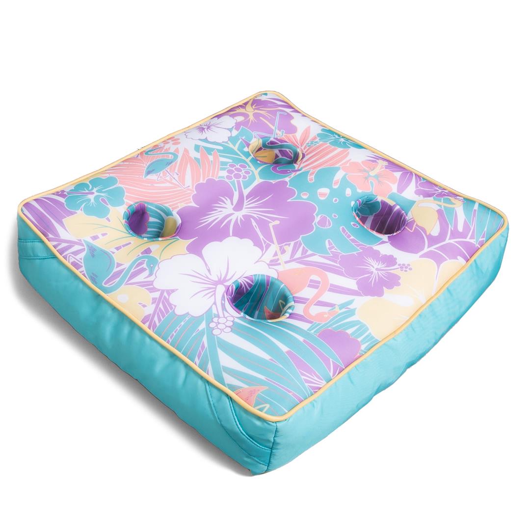 Big Joe Captain's Caddie No Inflation Needed Pool Float Drink Holder, Tropical Hibiscus Aqua Double Sided Mesh, Quick Draining Fabric, 2 feet - Image 3