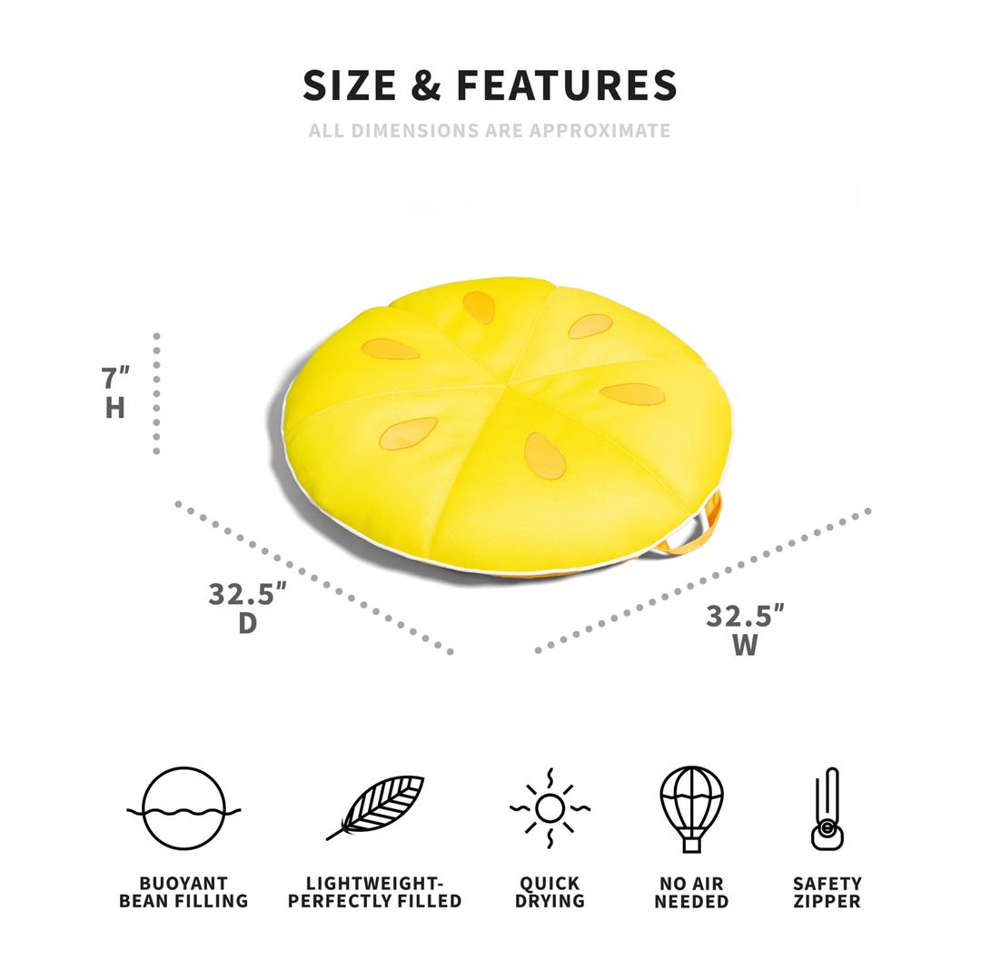 Big Joe Fruit Slice Small No Inflation Needed Pool Float, Lemon Mesh, Quick Draining Fabric, 4 feet Big - Image 4