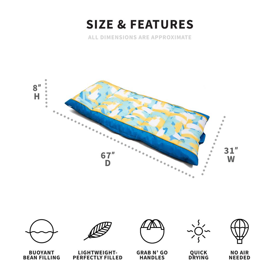 Big Joe Kona No Inflation Needed Pool Lounger with Headrest, Paintbrush Yellow Double Sided Mesh, Quick Draining Fabric, 5.5 feet Big - Image 5