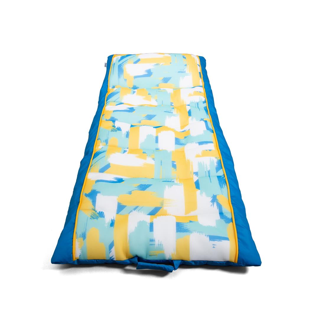 Big Joe Kona No Inflation Needed Pool Lounger with Headrest, Paintbrush Yellow Double Sided Mesh, Quick Draining Fabric, 5.5 feet Big