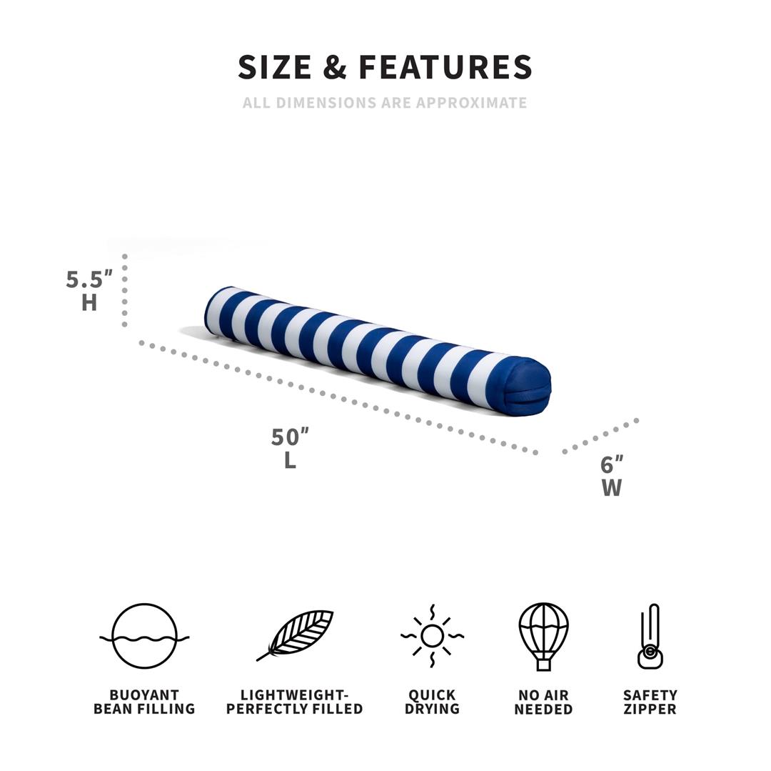 Big Joe Noodle 2 Pack No Inflation Needed Pool Floats, Americana Nautical Stripe Double Sided Mesh, Quick Draining Fabric, Jumbo 4 feet - Image 2