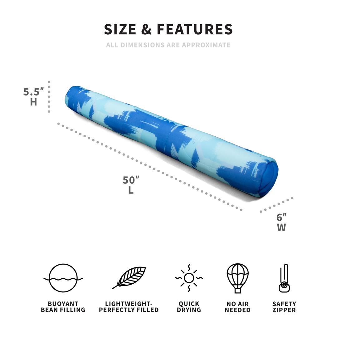 Big Joe Noodle 2 Pack No Inflation Needed Pool Floats, Paintbrush Blue Double Sided Mesh, Quick Draining Fabric, Jumbo 4 feet - Image 3