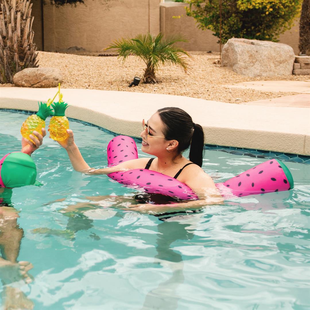 Big Joe Noodle 2 Pack No Inflation Needed Pool Floats, Summer Melon Double Sided Mesh, Quick Draining Fabric, Jumbo 4 feet - Image 2