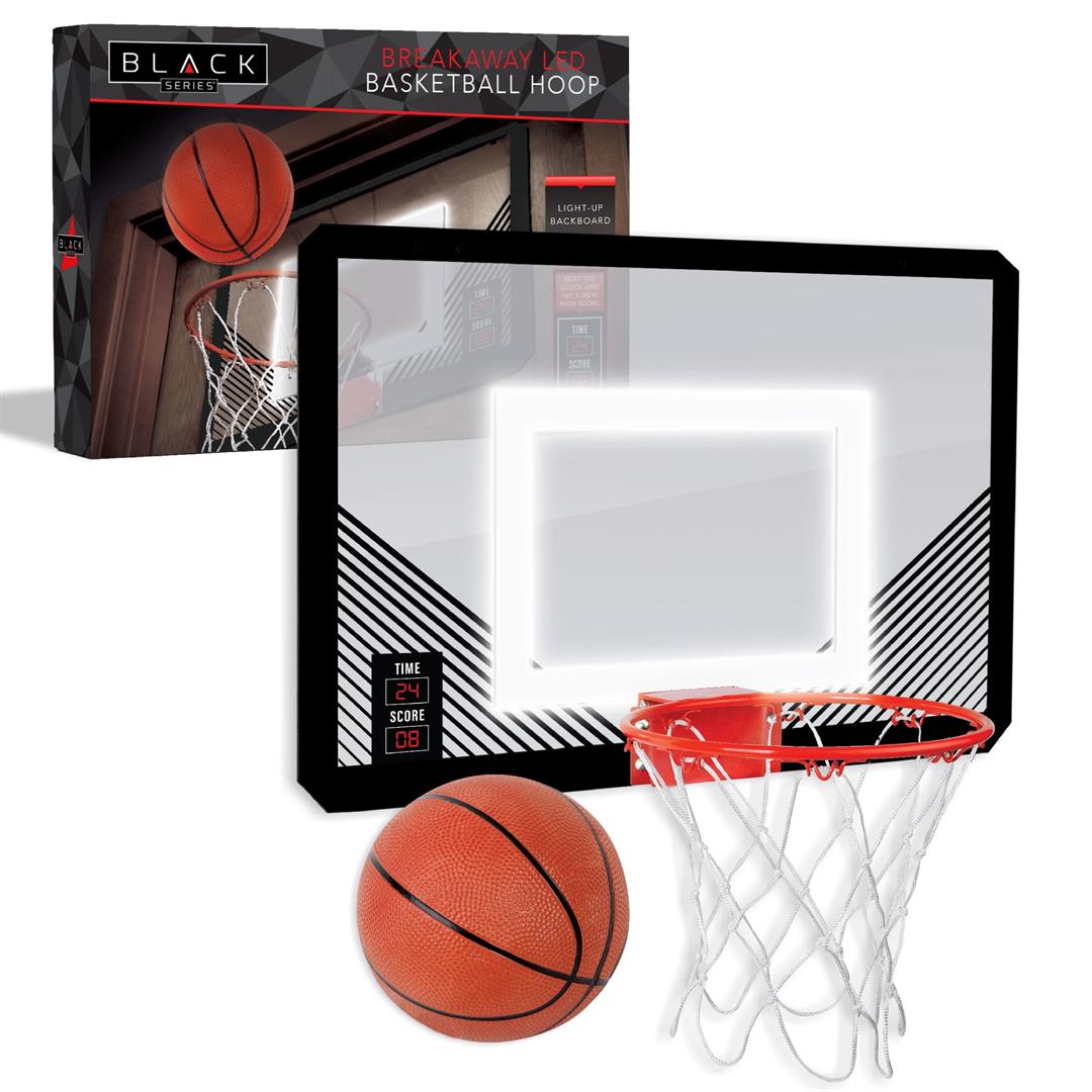 Black Series LED Light-Up Basketball 18 Inch Hoop Sports Game with Mini Ball for Indoor/Outdoor Play During the Day or Night -Slam Dunk Approved