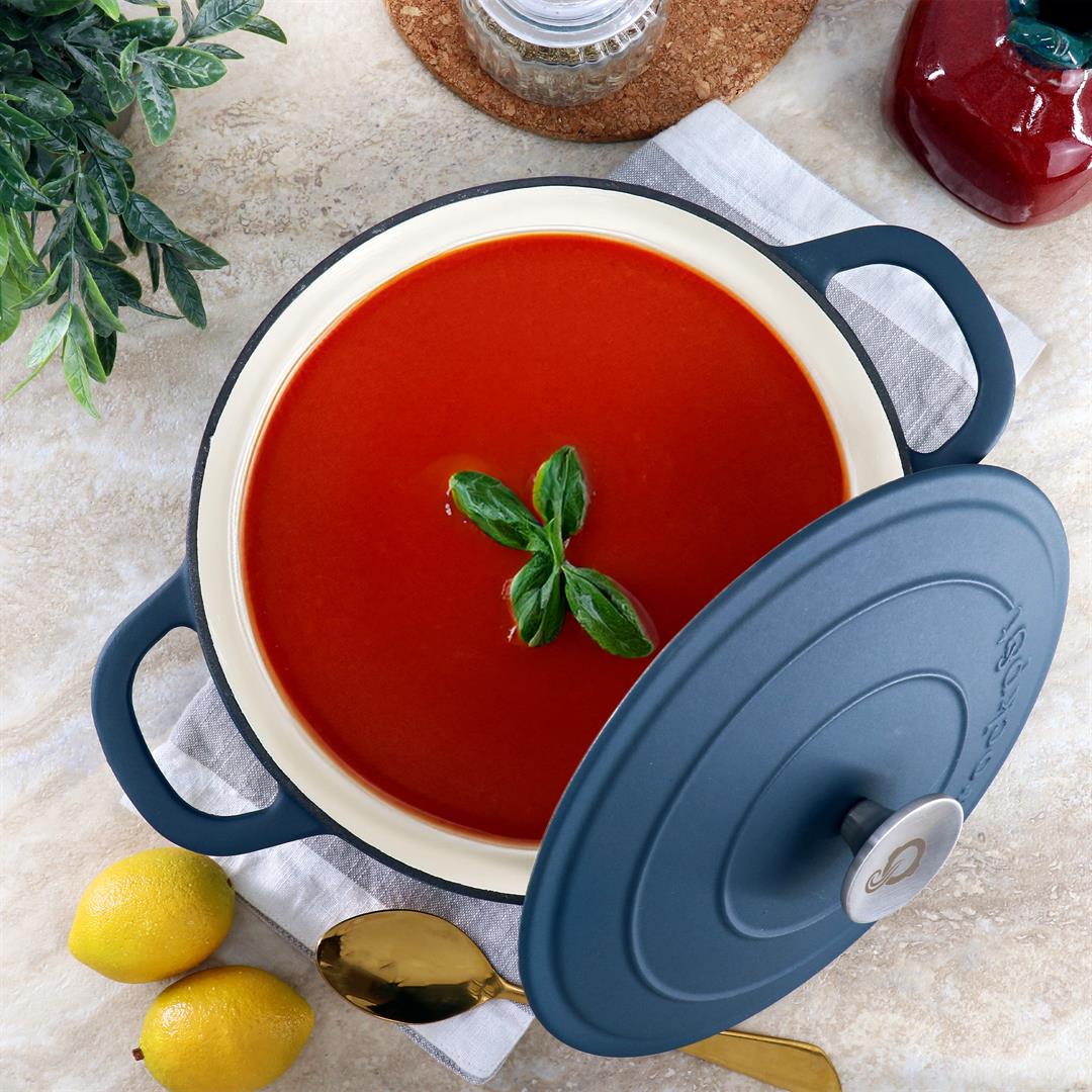 Crockpot Artisan 5 Quart Enameled Cast Iron Dutch Oven in Matte Navy Blue - Image 2