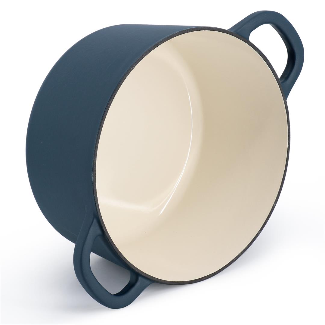 Crockpot Artisan 5 Quart Enameled Cast Iron Dutch Oven in Matte Navy Blue - Image 4