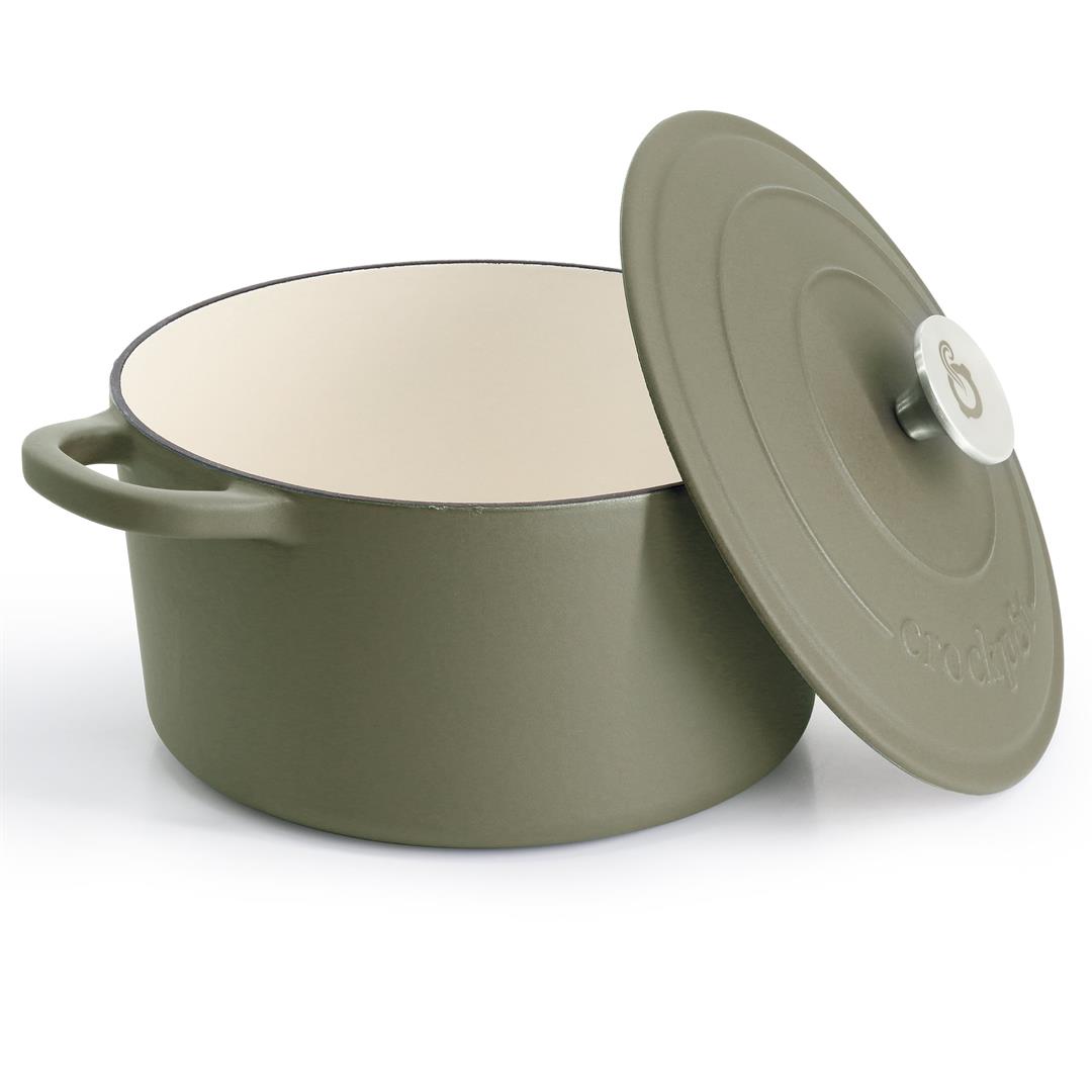 Crockpot Artisan 7 Quart Enameled Cast Iron Dutch Oven in Matte Green - Image 3