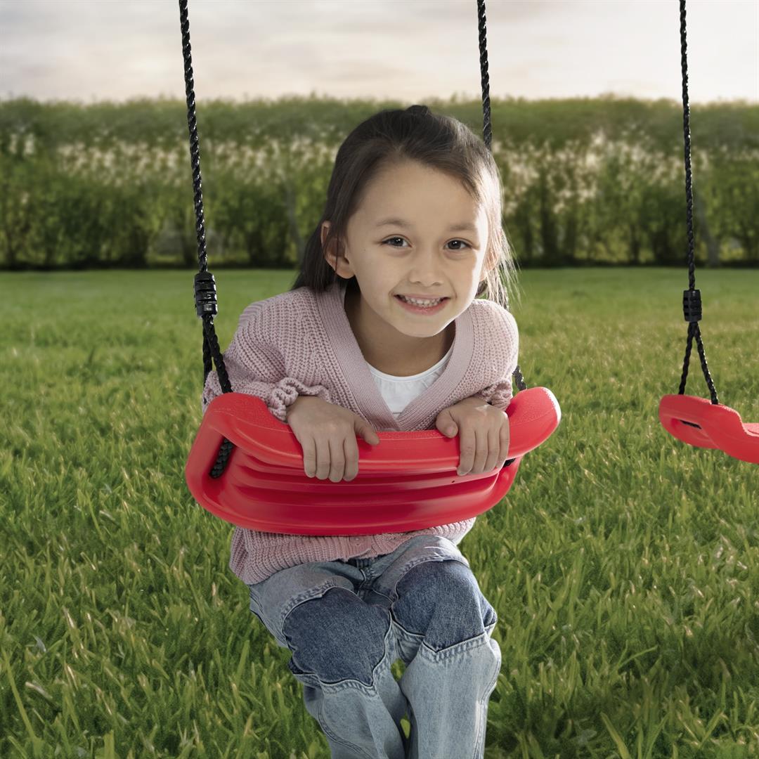 Delta Children FunZone Outdoor Metal 2-Piece Swing Set - Includes 1 Swing and 1 Disc/Saucer Swing, Blue/Red - Image 7