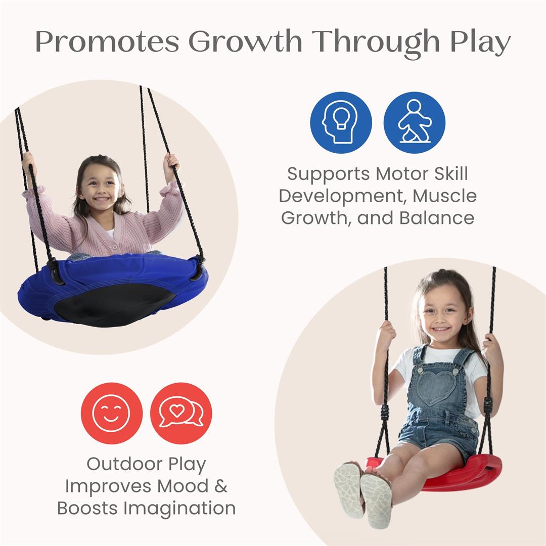 Delta Children FunZone Outdoor Metal 2-Piece Swing Set - Includes 1 Swing and 1 Disc/Saucer Swing, Blue/Red - Image 9