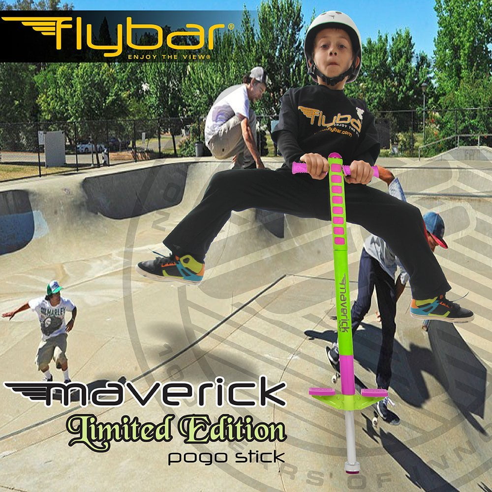 Flybar Maverick Pogo Stick for Kids Ages 5+, 40 to 80 lbs, Outdoor Toys, Outside Toys for Kids, Lime/Purple - Image 3