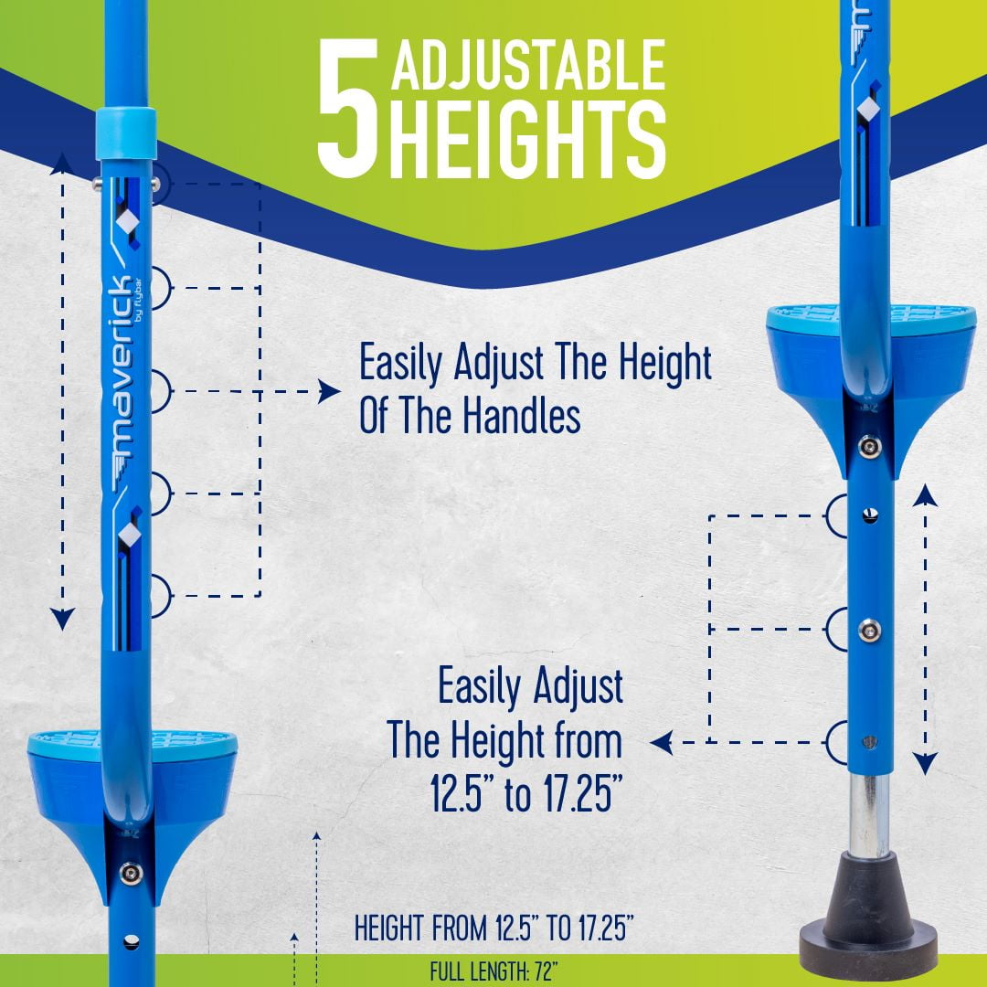 Flybar Maverick Walking Stilts For Kids (Small) ? Adjustable Height ? For Ages 5 & Up, Up to 190 Pounds BLUE - Image 5