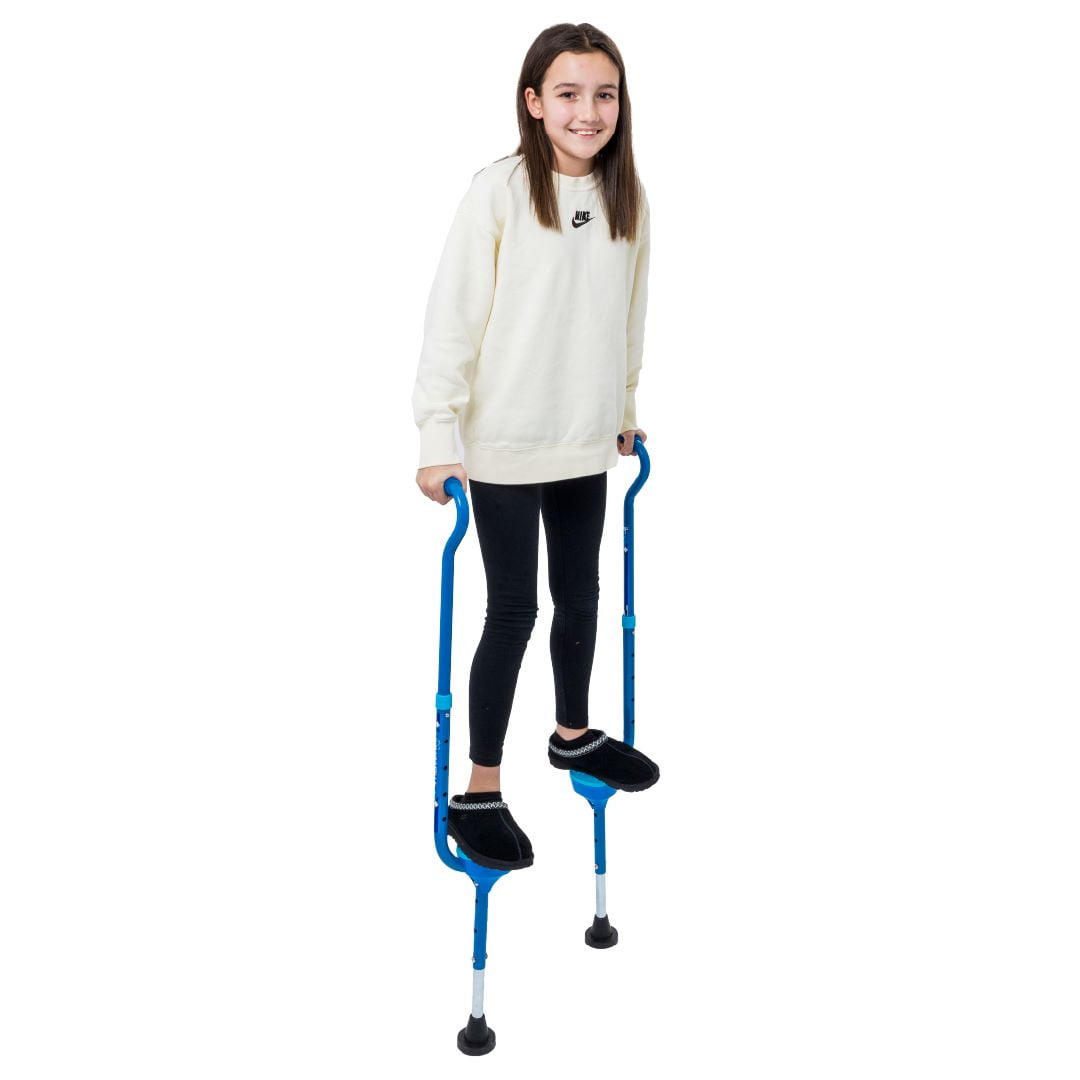 Flybar Maverick Walking Stilts For Kids (Small) ? Adjustable Height ? For Ages 5 & Up, Up to 190 Pounds BLUE