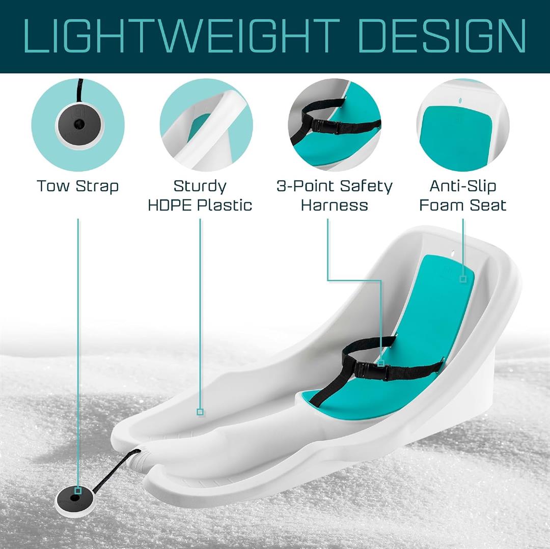 Gizmo Riders Baby Rider Ice-Blue Pull Snow Sled for Toddlers, 55 lbs, Ages 6 Months + - Image 2