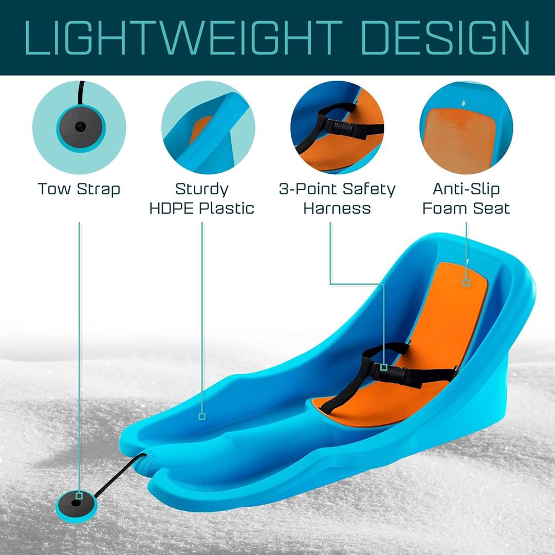 Gizmo Riders Baby Rider Mint Orange Pull Snow Sled for Toddlers, 55 lbs , Ages 6 Months+ - Image 4