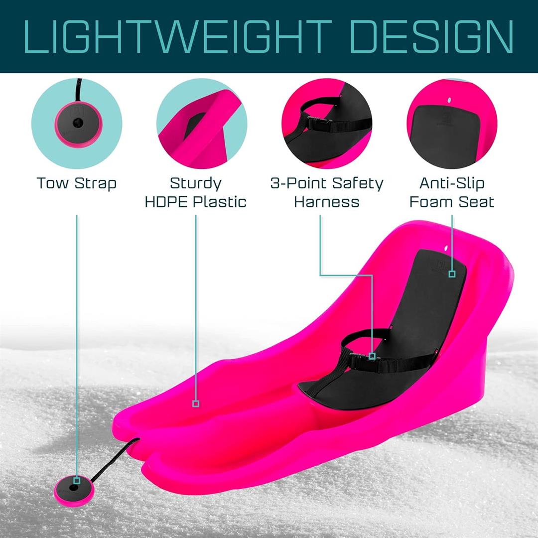 Gizmo Riders Baby Rider Monster Pink Pull Snow Sled for Toddlers, 55 lbs , Ages 6 Months+ - Image 3