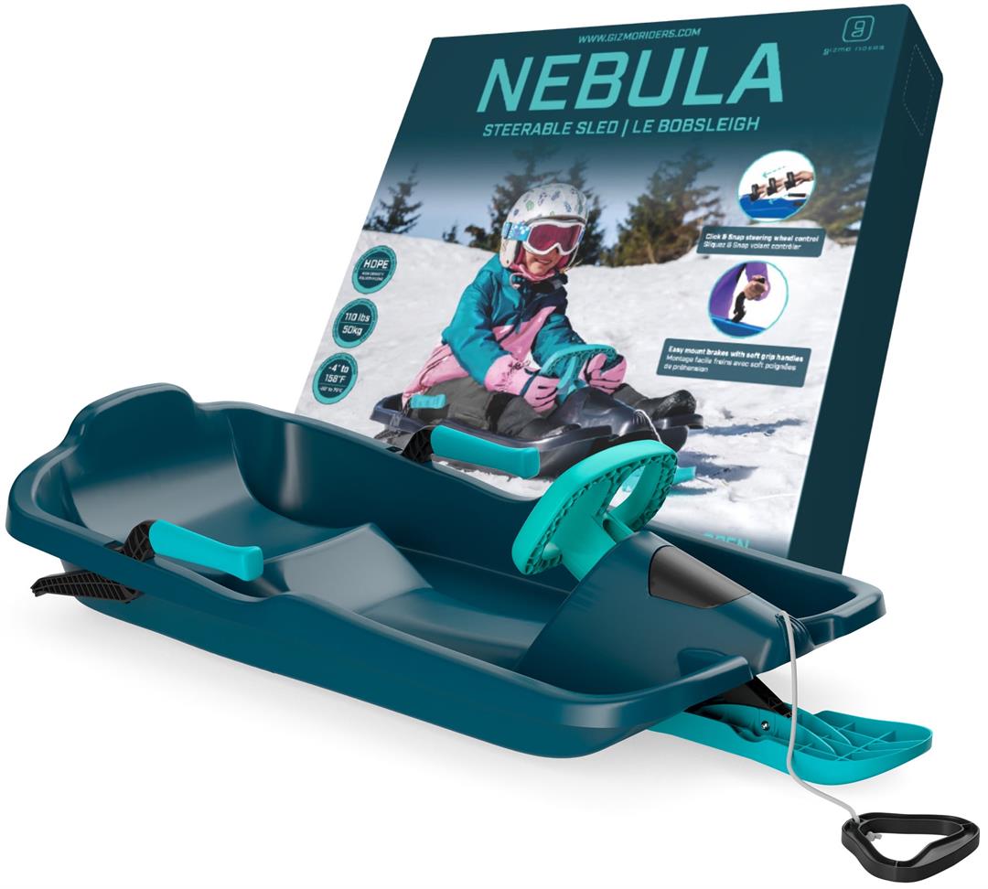 Gizmo Riders Nebula Titan Blue Snow Sled for Kids, with Wheel and Brakes, 110lbs, Ages 3+, Titan Blue - Image 4