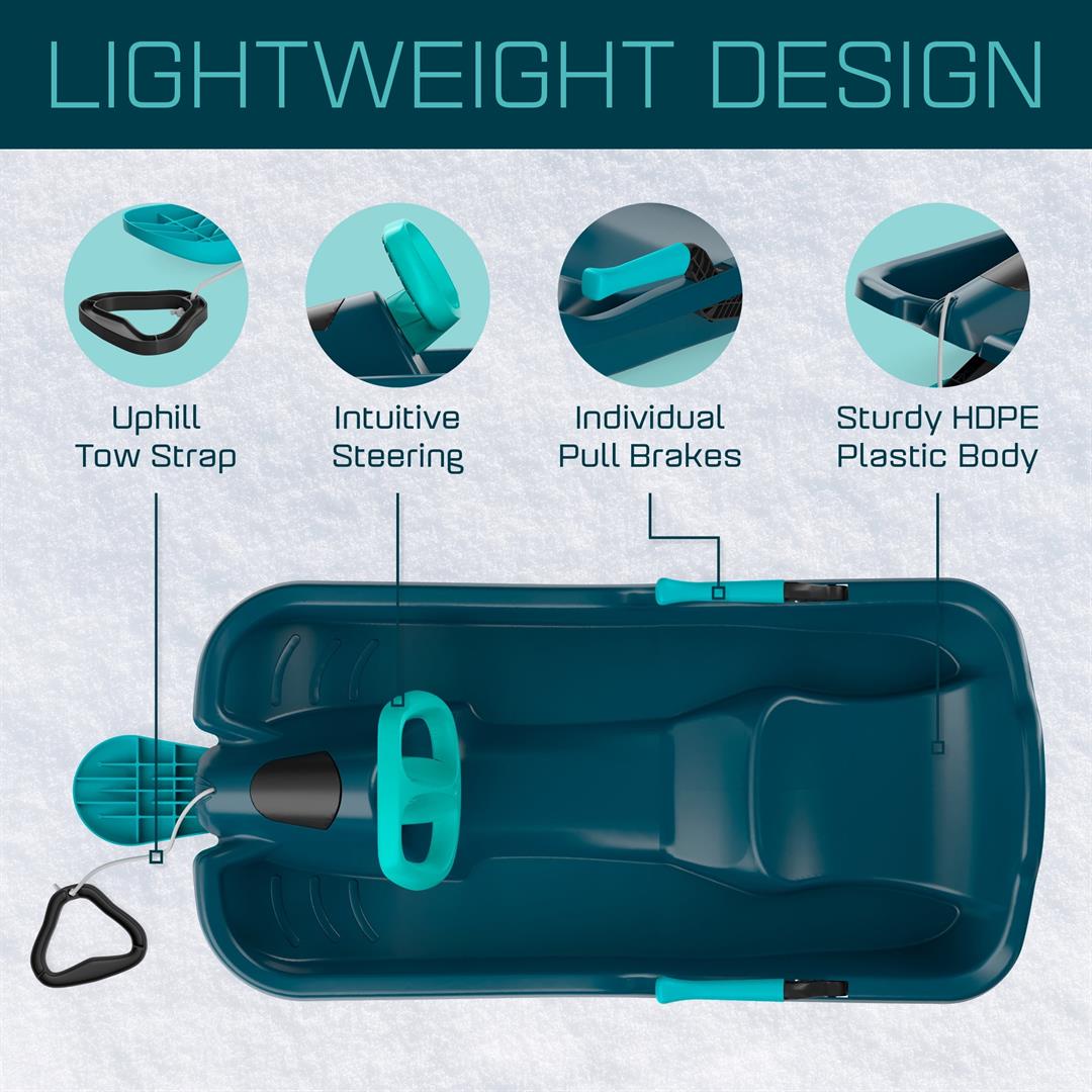 Gizmo Riders Nebula Titan Blue Snow Sled for Kids, with Wheel and Brakes, 110lbs, Ages 3+, Titan Blue - Image 6