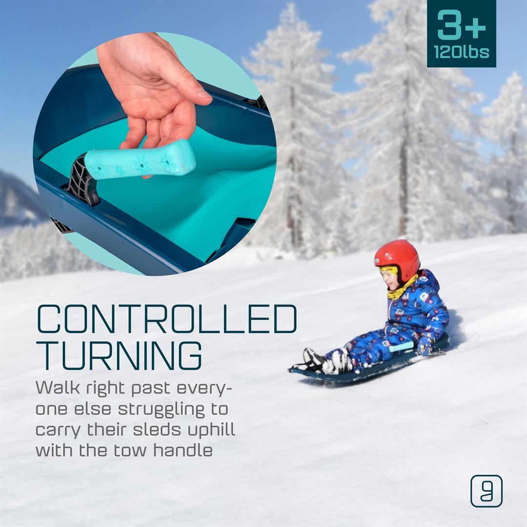 Gizmo Tron Titan Blue, Sitting Snow Sled with Hand Brakes, 120lbs, for Kids, Ages 3+ - Image 3