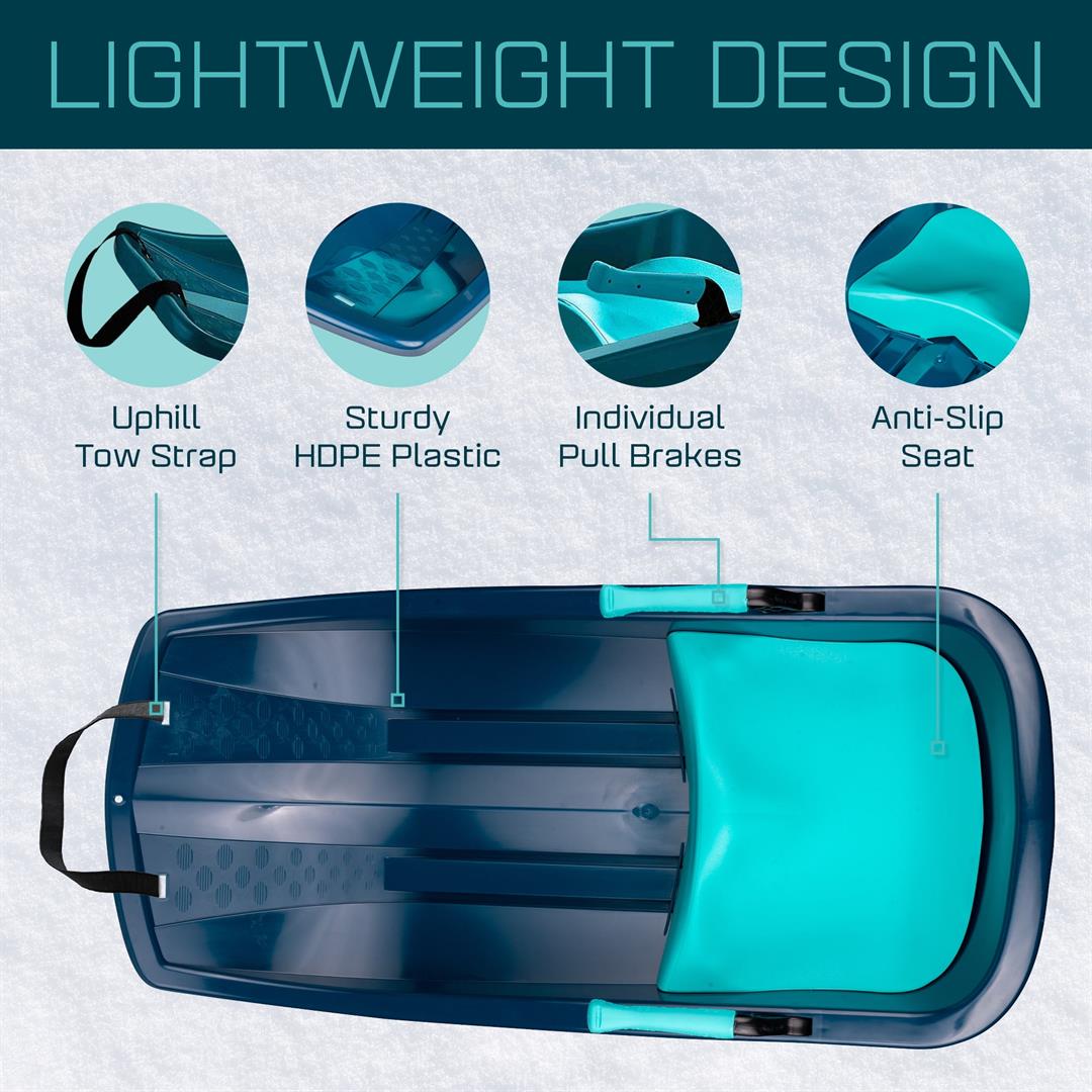 Gizmo Tron Titan Blue, Sitting Snow Sled with Hand Brakes, 120lbs, for Kids, Ages 3+ - Image 5