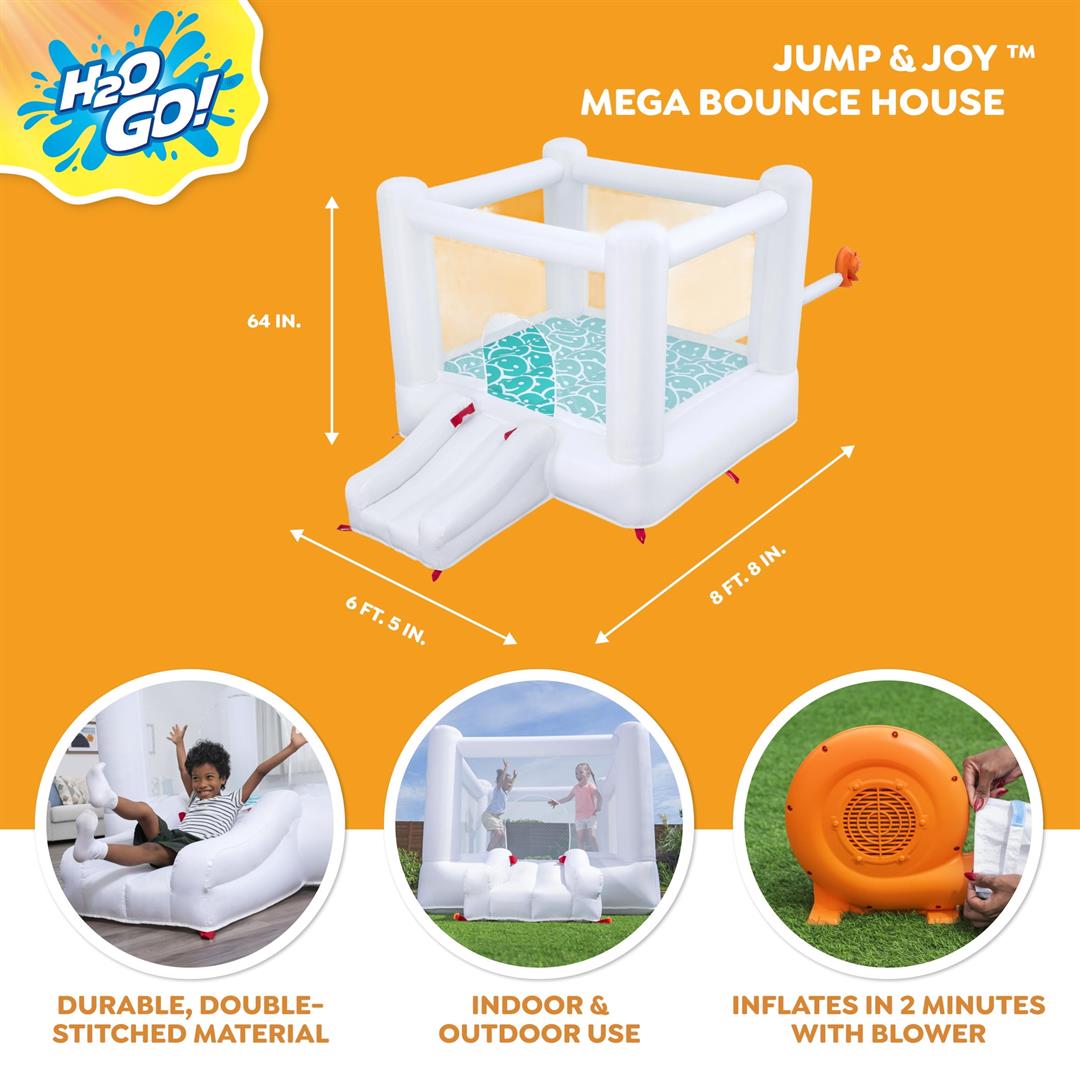 H2OGO! Jump & Joy Kids White Bounce House with Slide and Blower, Indoor/Outdoor, Ages 3+ - Image 11