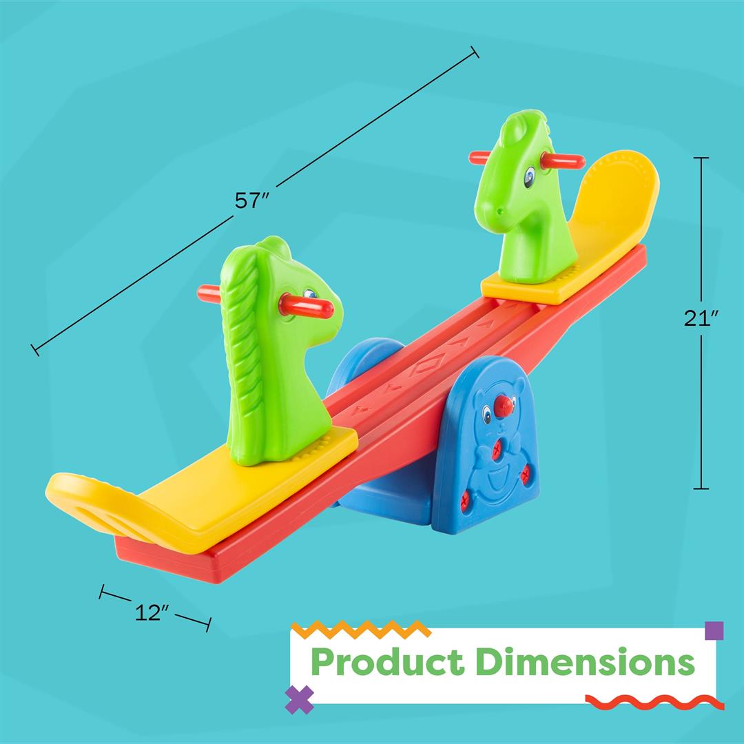 Hey Play Teeter Totter with Easy-Grip Handles - Indoor or Outdoor See Saw - Image 4