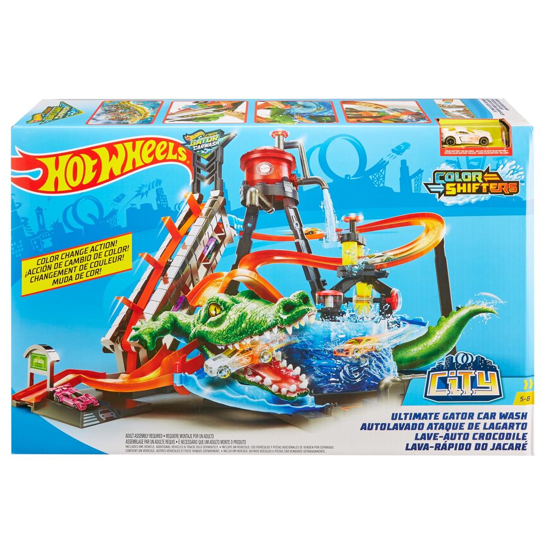 Hot Wheels Ultimate Gator Car Wash Playset with Color Shifters Toy Car in 1:64 Scale, 19.69 in - Image 4