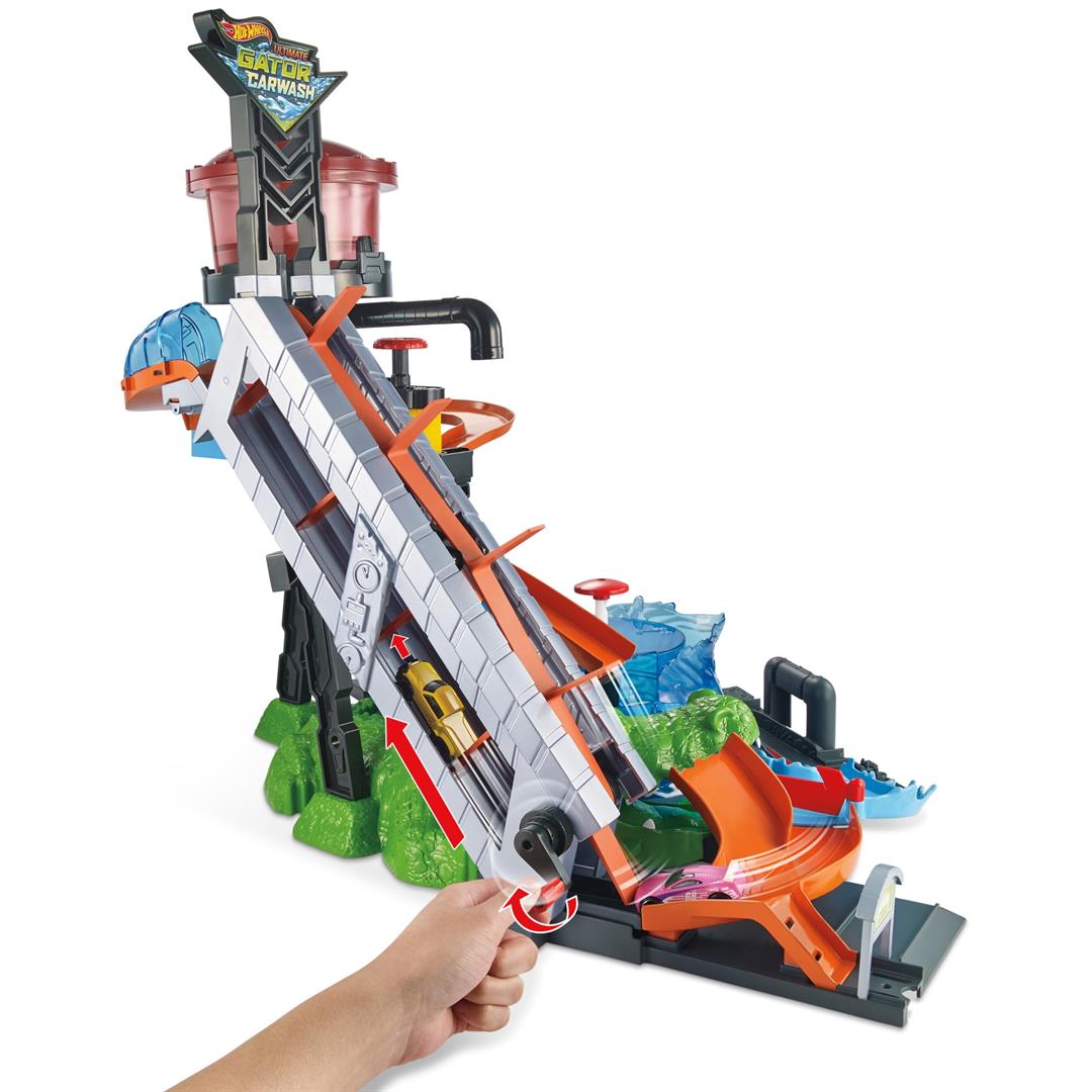 Hot Wheels Ultimate Gator Car Wash Playset with Color Shifters Toy Car in 1:64 Scale, 19.69 in - Image 5