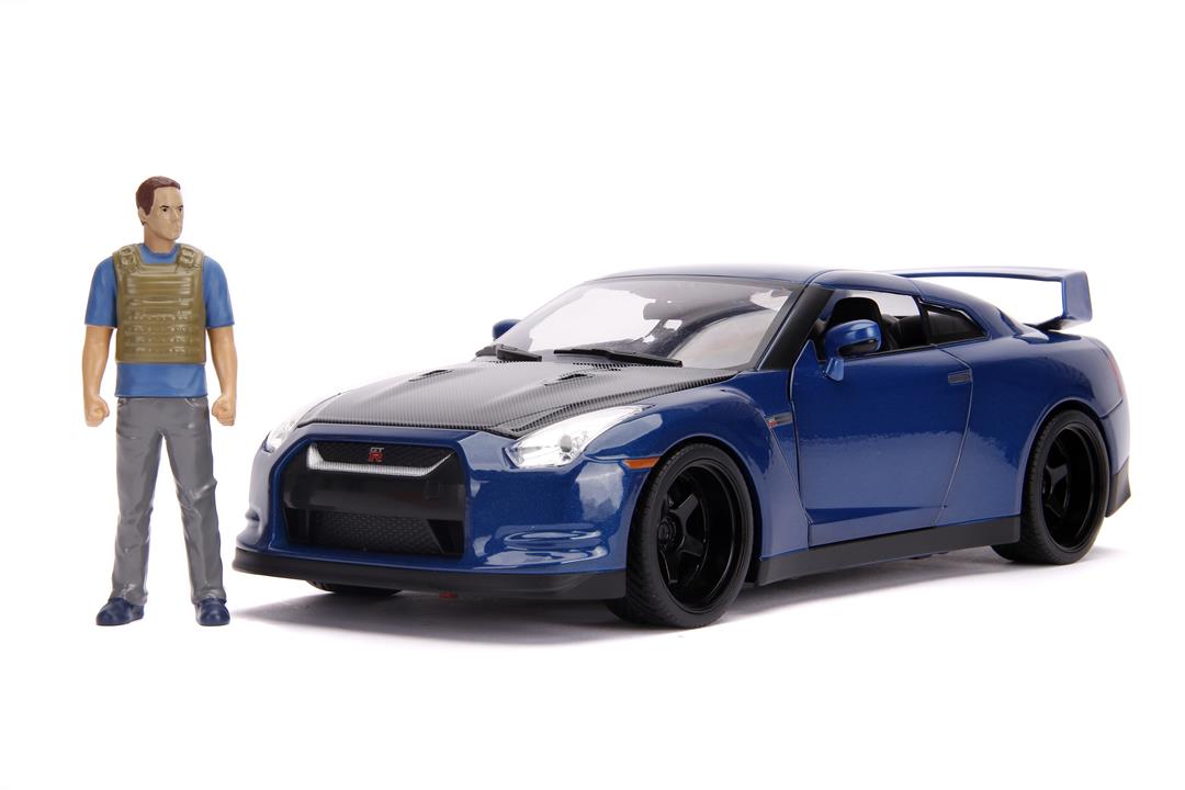 Jada Toys Fast & Furious Brian's 2009 Nissan GT-R (R35), Light-up, 1:18 Die-Cast Car & 3" Brian Figure, Model Vehicles