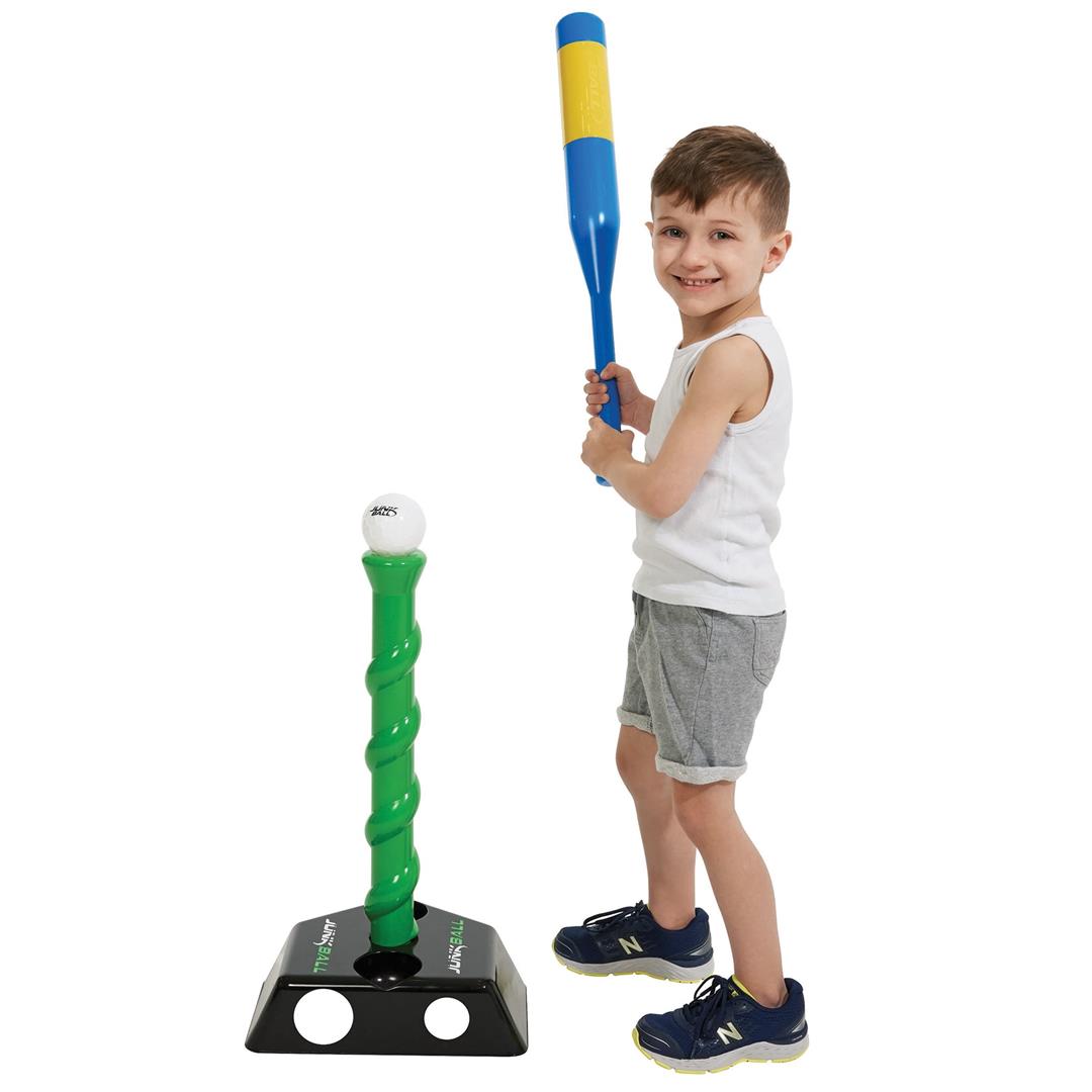 Junk Ball: T-Ball Set - Adjustable Height, Lightweight Bat & Pro Max Balls, Beginners Baseball, Backyard Sport, Outdoor Activity, Toddler-Kids 18 Mo+ - Image 2